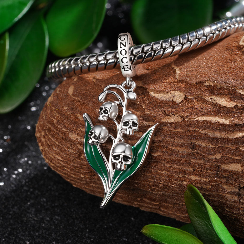 Gnoce Skull Lily of the Valley Pendant Dangle Charm_3