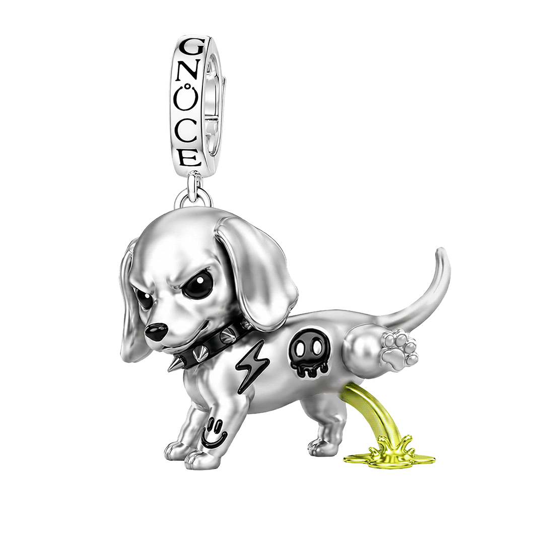 Gnoce Punk Glow‑in‑the‑dark Protective Dog Rebel Clasp Dangle Charm Platinum‑plated Silver Blend_1
