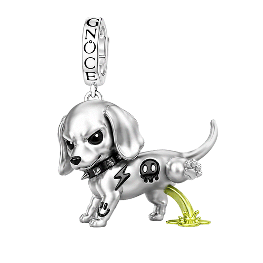 Gnoce Punk Glow‑in‑the‑dark Protective Dog Rebel Clasp Dangle Charm Platinum‑plated Silver Blend_1