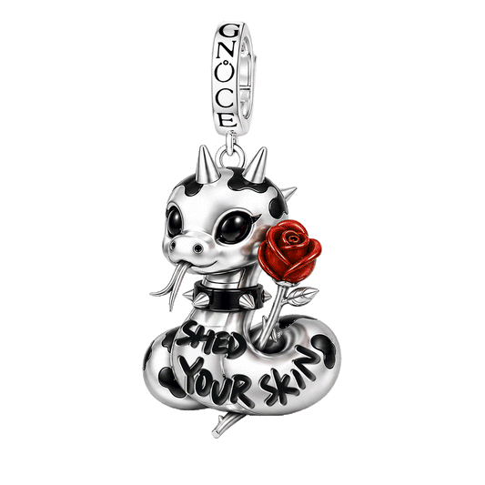 Gnoce Punk Glow‑in‑the‑dark Seductive Snake Rebel Clasp Dangle Charm Platinum‑plated Silver Blend_1