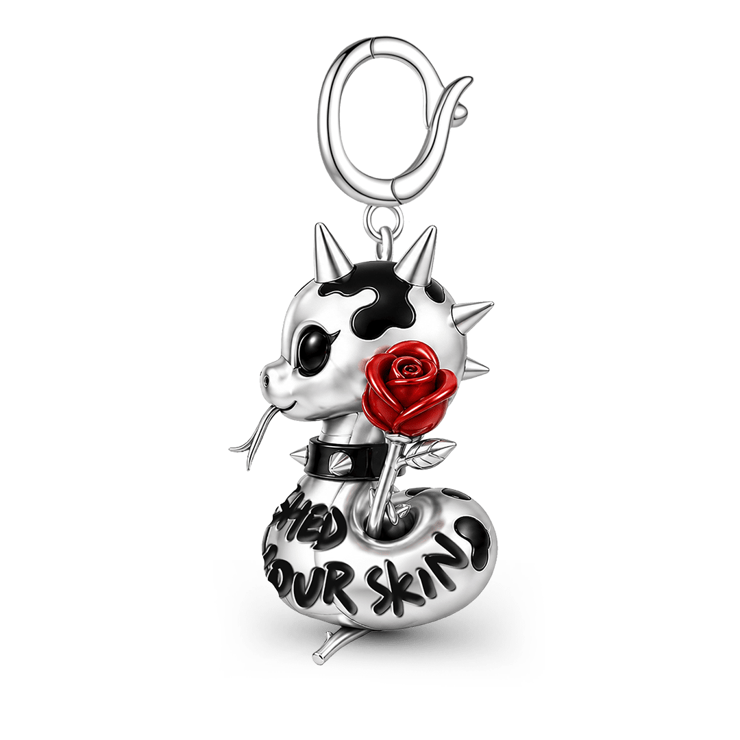 Gnoce Punk Glow‑in‑the‑dark Seductive Snake Rebel Clasp Dangle Charm Platinum‑plated Silver Blend_6