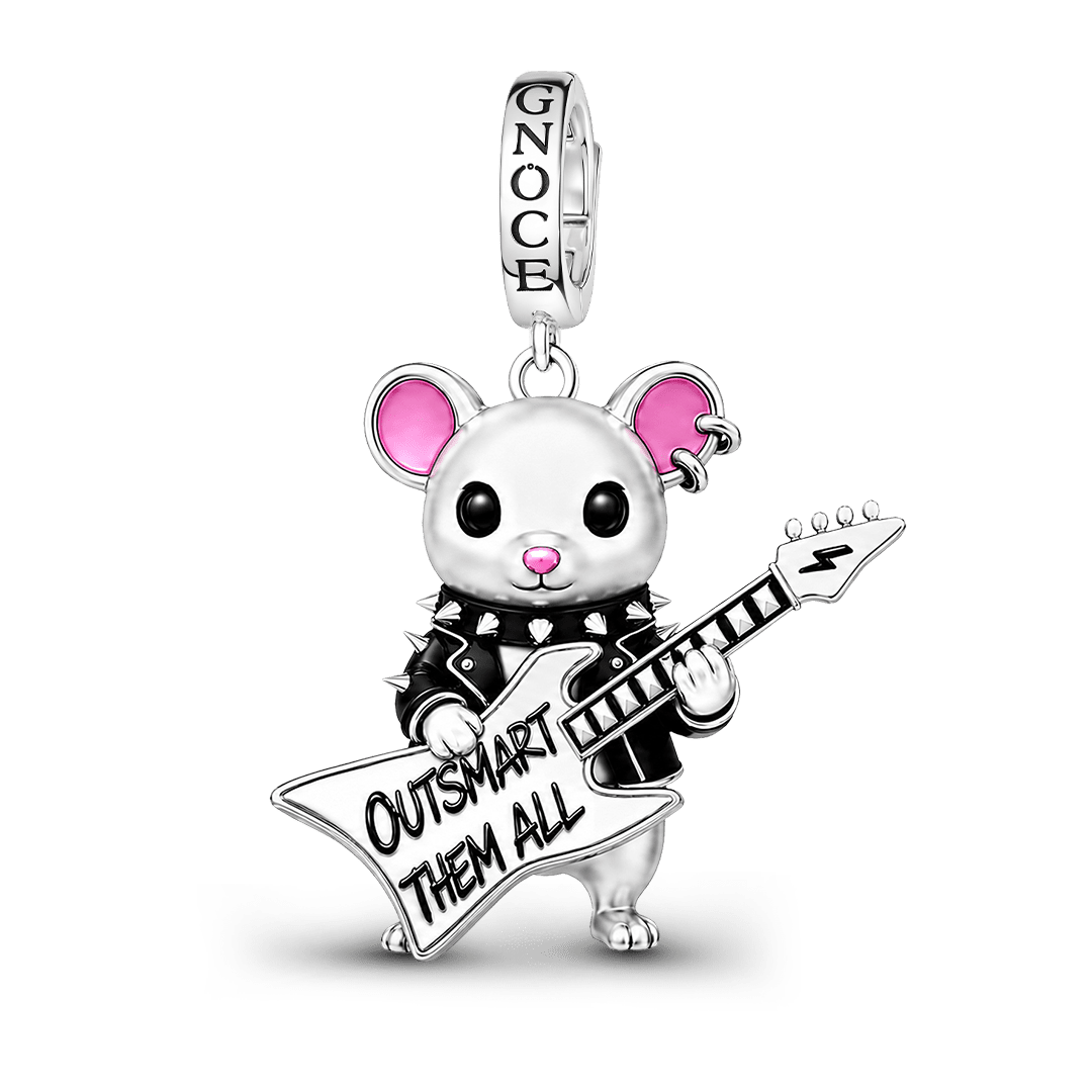 Gnoce Punk Outlaw Rat Rebel Clasp Dangle Charm Platinum‑plated Silver Blend_1