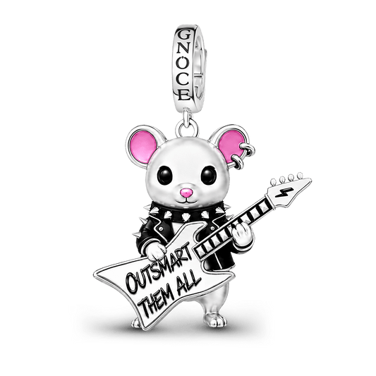 Gnoce Punk Outlaw Rat Rebel Clasp Dangle Charm Platinum‑plated Silver Blend_1