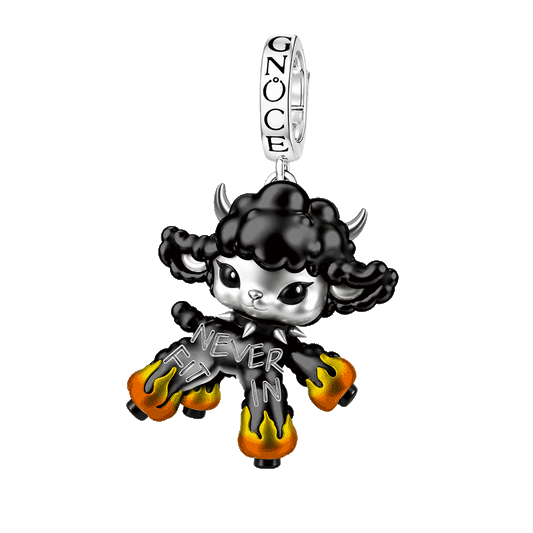 Gnoce Punk Glow‑in‑the‑dark Individual Goat Rebel Clasp Dangle Charm Black Gold-plated Silver Blend_1