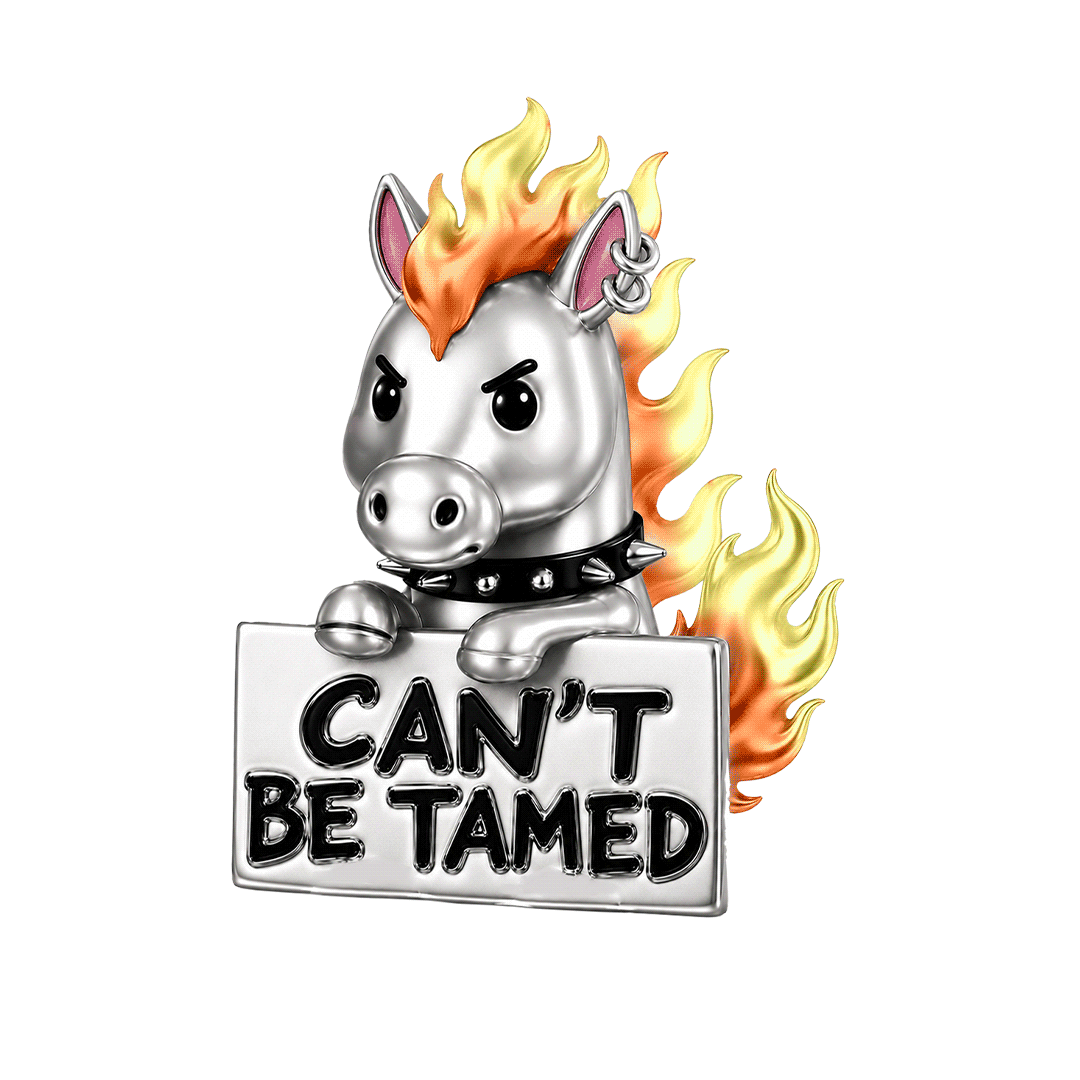 Gnoce Punk Glow‑in‑the‑dark Untamed Horse Rebel Bead Charm Platinum‑plated Silver Blend_1