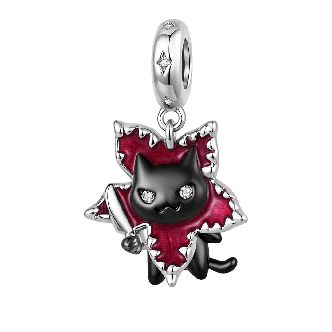 Gnoce Glow-in-the-dark Halloween Man-Eating Flower Black Cat Dangle Charm Lead-free ECO Copper_1