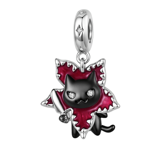 Gnoce Glow-in-the-dark Halloween Man-Eating Flower Black Cat Dangle Charm Lead-free ECO Copper_1
