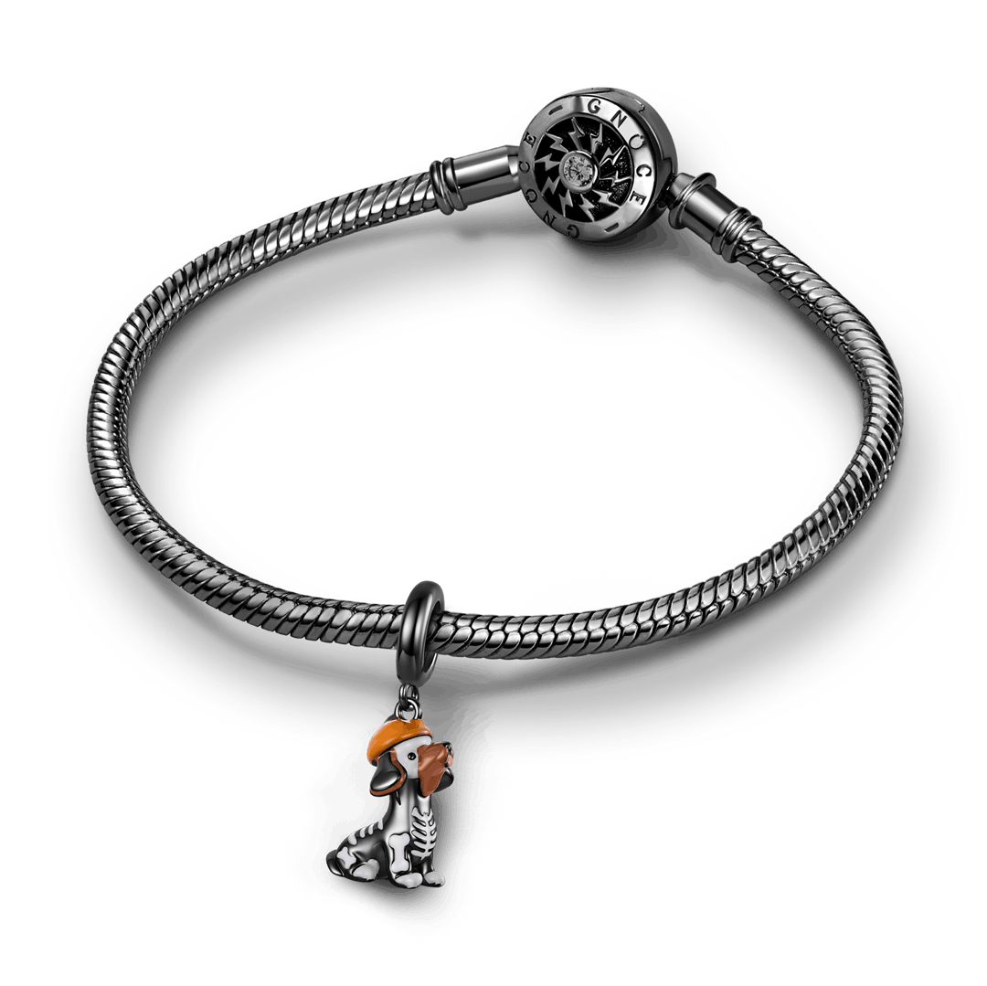 Gnoce Glow-in-the-dark Halloween Skeleton Dachshund Dangle Charm Lead-free ECO Copper_4