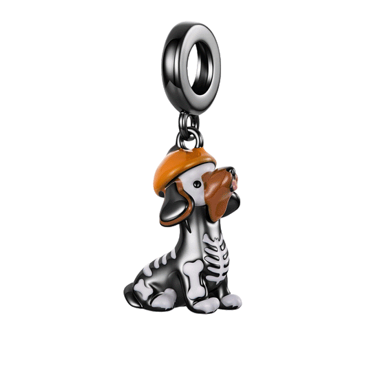 Gnoce Glow-in-the-dark Halloween Skeleton Dachshund Dangle Charm Lead-free ECO Copper_1
