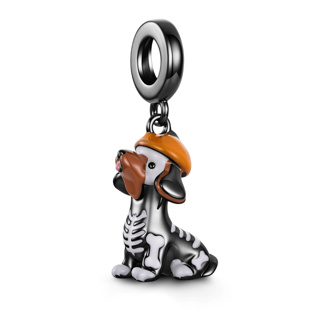Gnoce Glow-in-the-dark Halloween Skeleton Dachshund Dangle Charm Lead-free ECO Copper_6