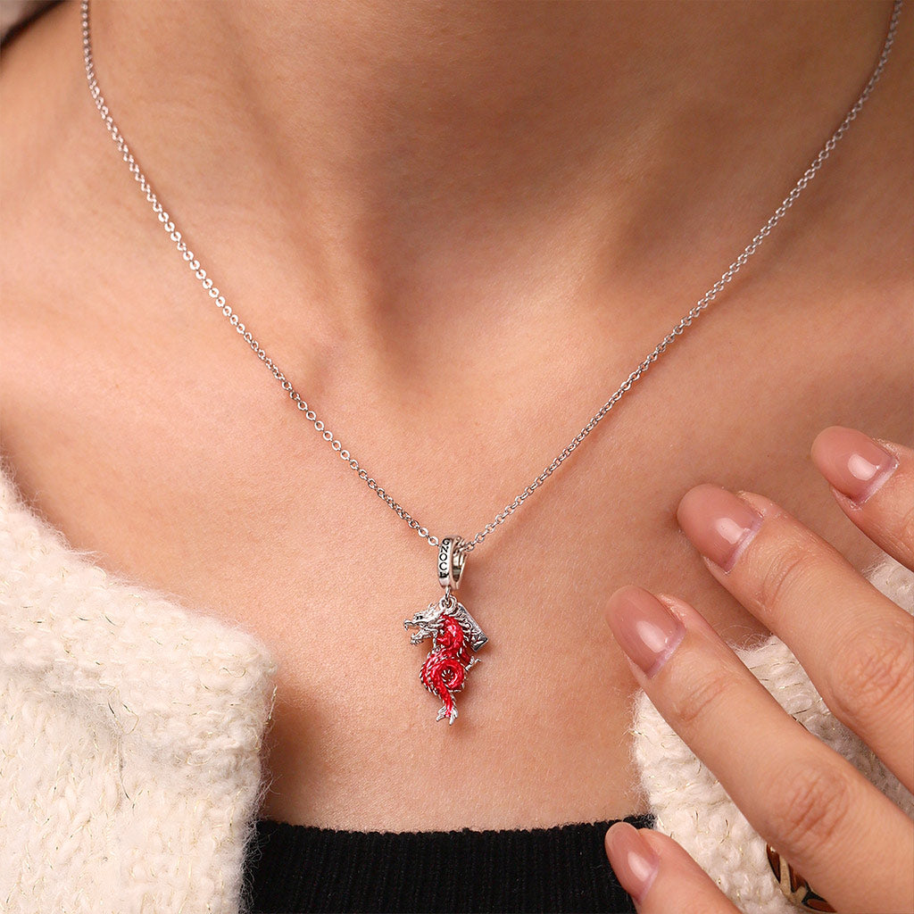 Gnoce Lucky Red Dragon Pendant Dangle Charm_4