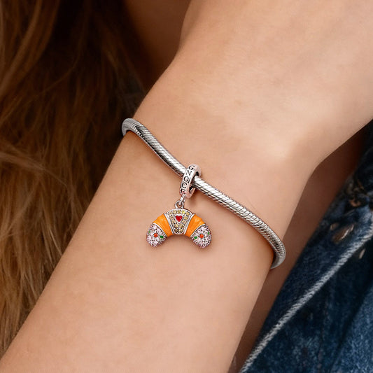 Gnoce Croissant Dangle Charm Platinum-plated Silver Blend_2
