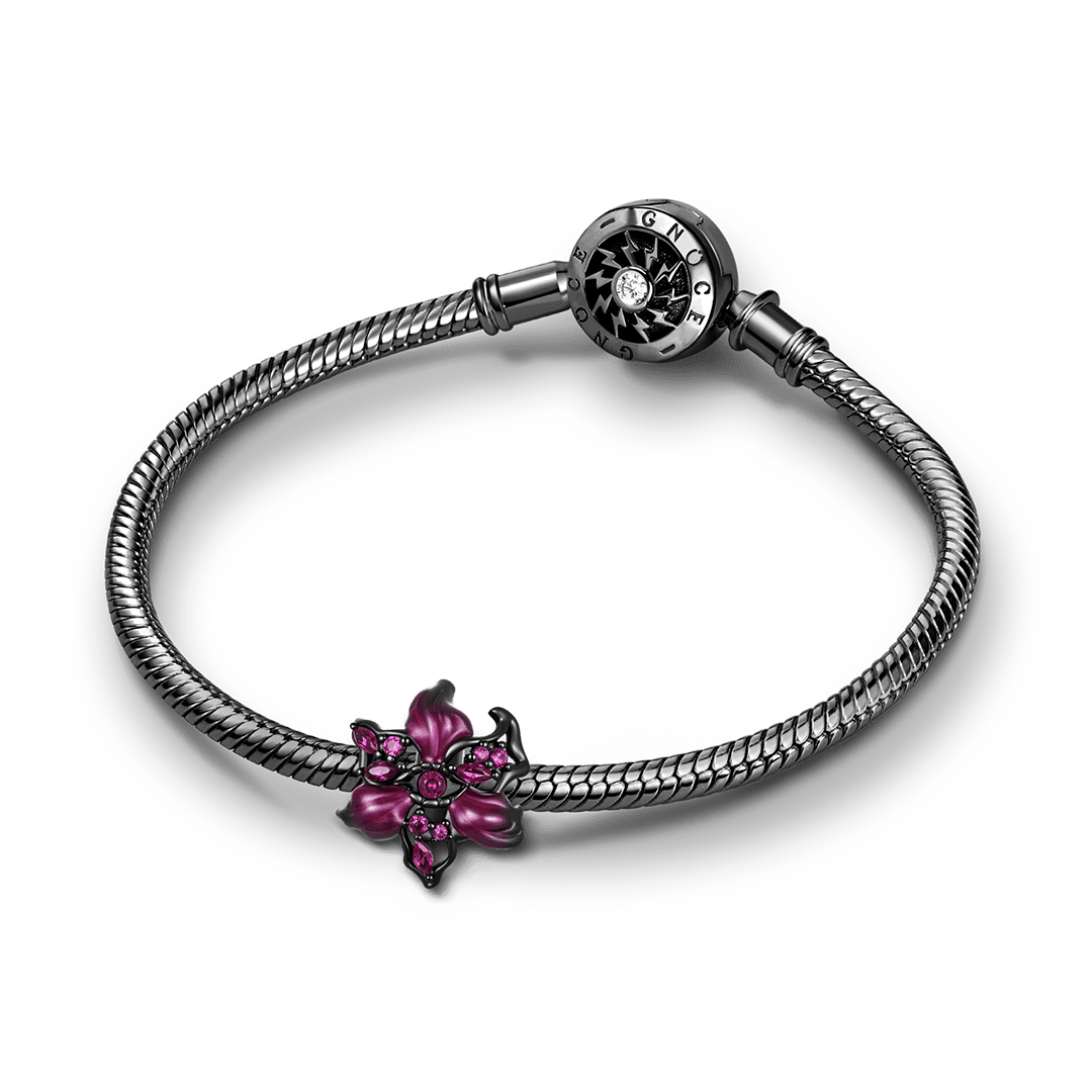 Gnoce Halloween Demon Flower Silicone Stopper Charm 925 Sterling Silver_3