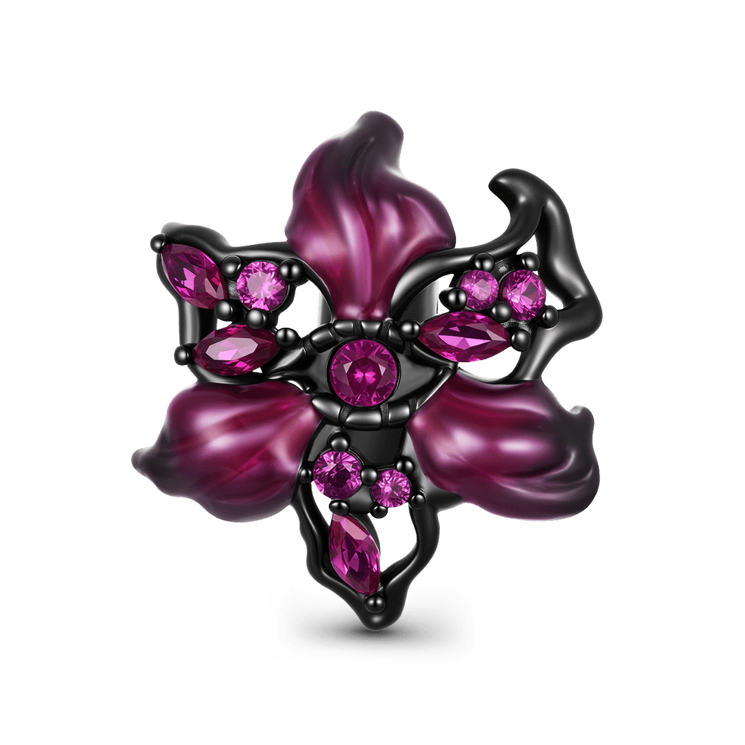 Gnoce Halloween Demon Flower Silicone Stopper Charm 925 Sterling Silver_1