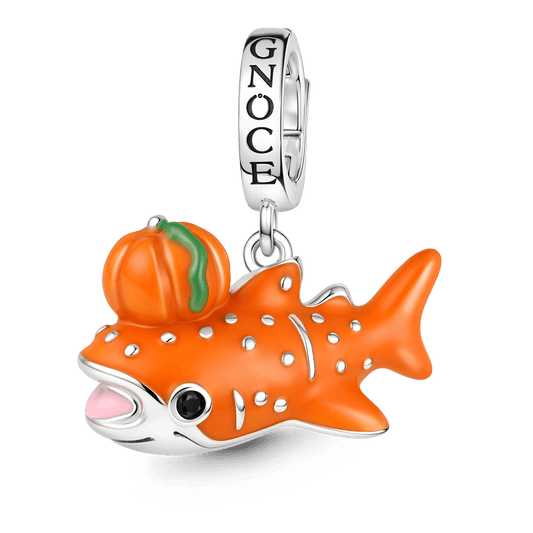 Gnoce Pumpkin Whale Shark Dangle Charm Platinum-plated Silver Blend_1