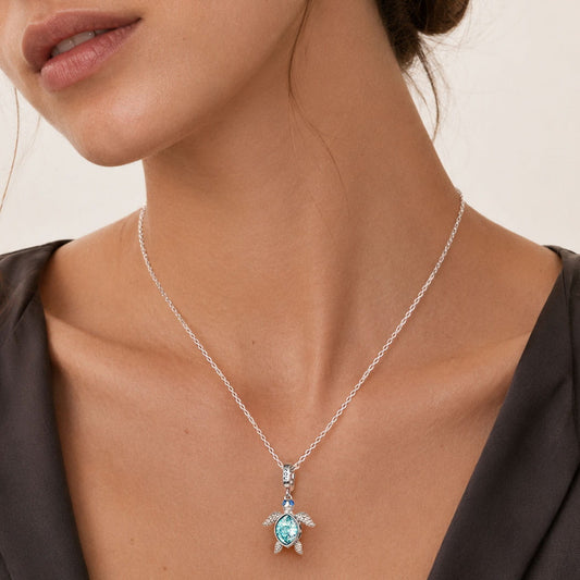 Gnoce Turtle Dangle Charm Platinum-plated Silver Blend_2