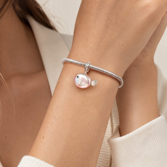 Gnoce Purple Fish Baroque Pearl Silver Charm Platinum-plated Silver Blend_2