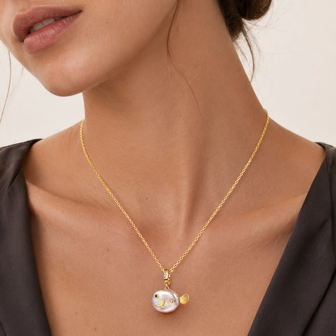 Gnoce Purple Fish Baroque Pearl Charm_2