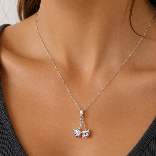Gnoce Natural Cherry Dangle Charm Platinum-plated Silver Blend_2