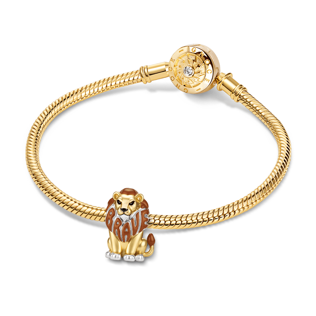 Gnoce Be Brave Lion Charm Bead Platinum-plated Silver Blend_3