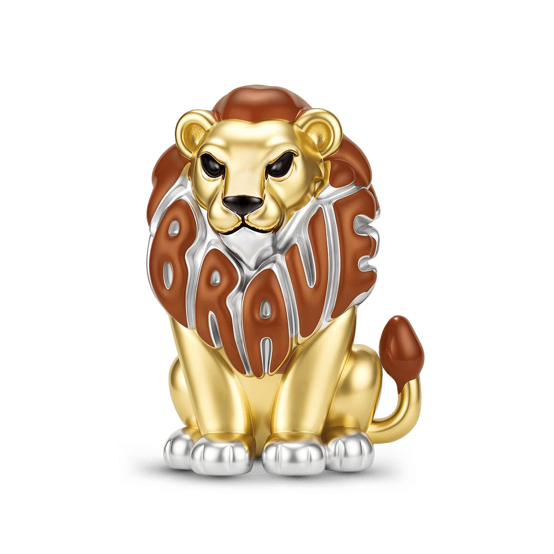 Gnoce Be Brave Lion Charm Bead Platinum-plated Silver Blend_1