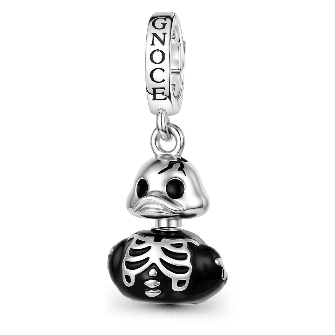 Gnoce Halloween Skeleton Duck Dangle Charm Platinum‑plated Silver Blend_2