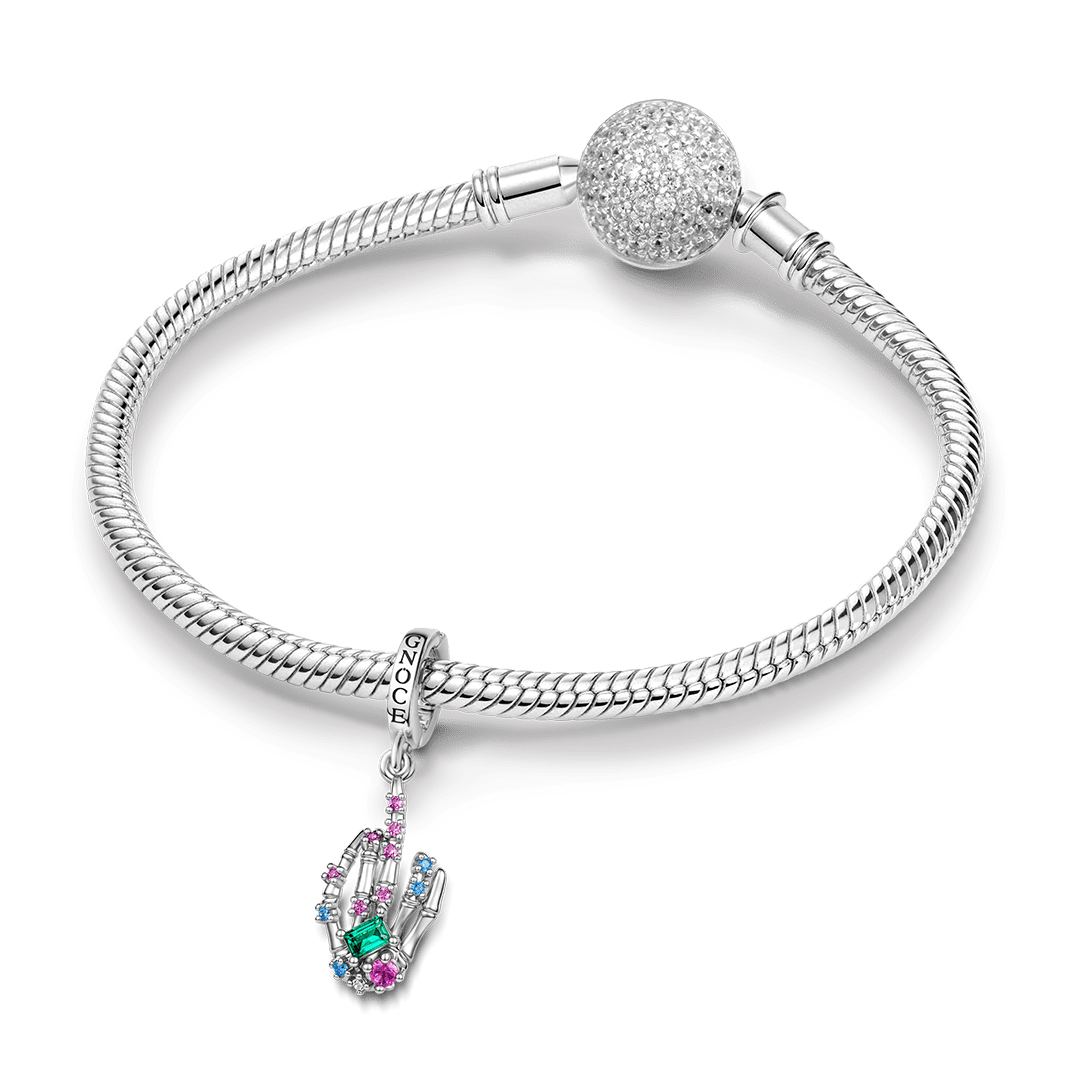 Gnoce Halloween Middle Finger Clasp Dangle Charm Platinum-plated Silver Blend_3