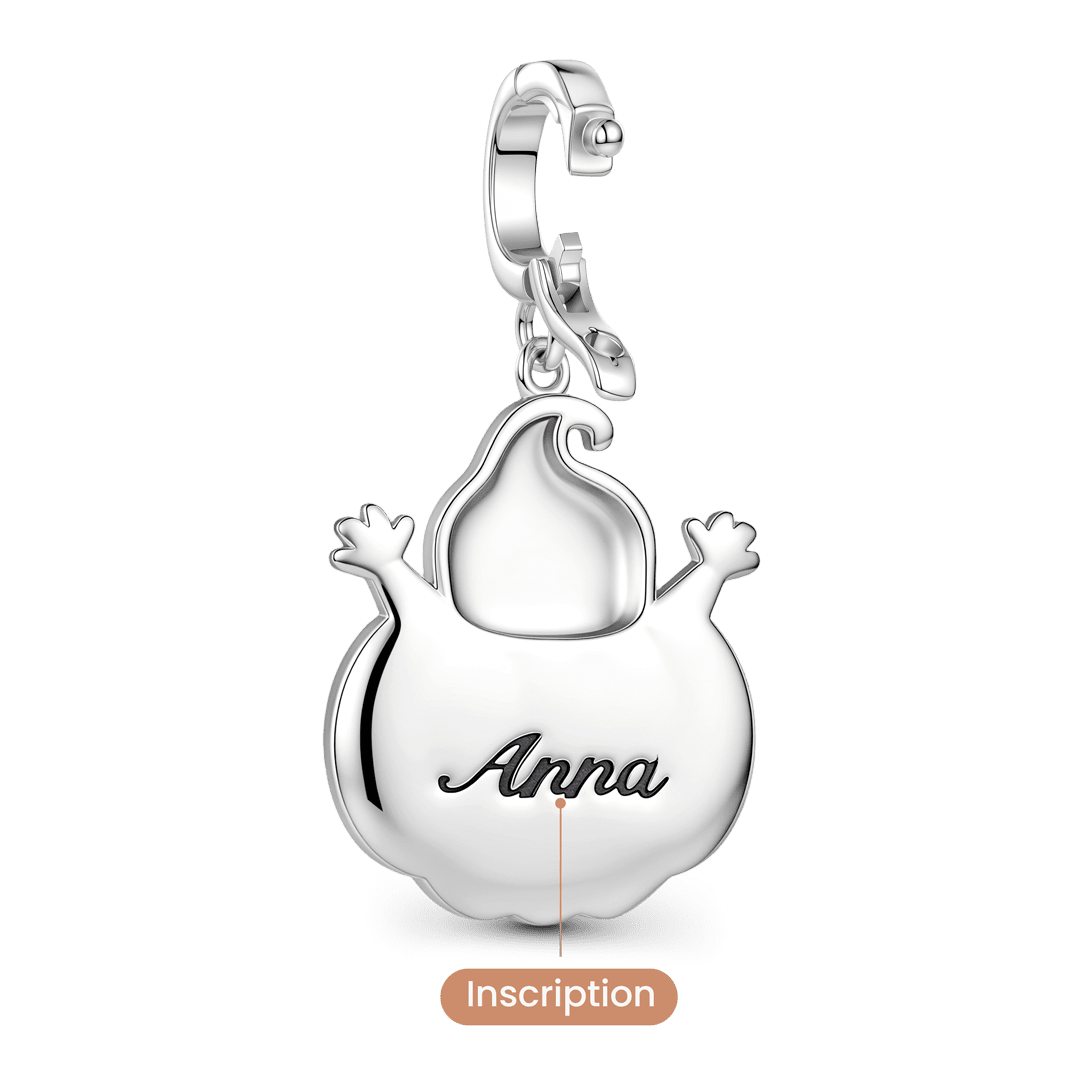 Gnoce Glow-in-the-dark Halloween Ghost Pumpkin Photo Engravable Clasp Dangle Charm Platinum-plated Silver Blend_5