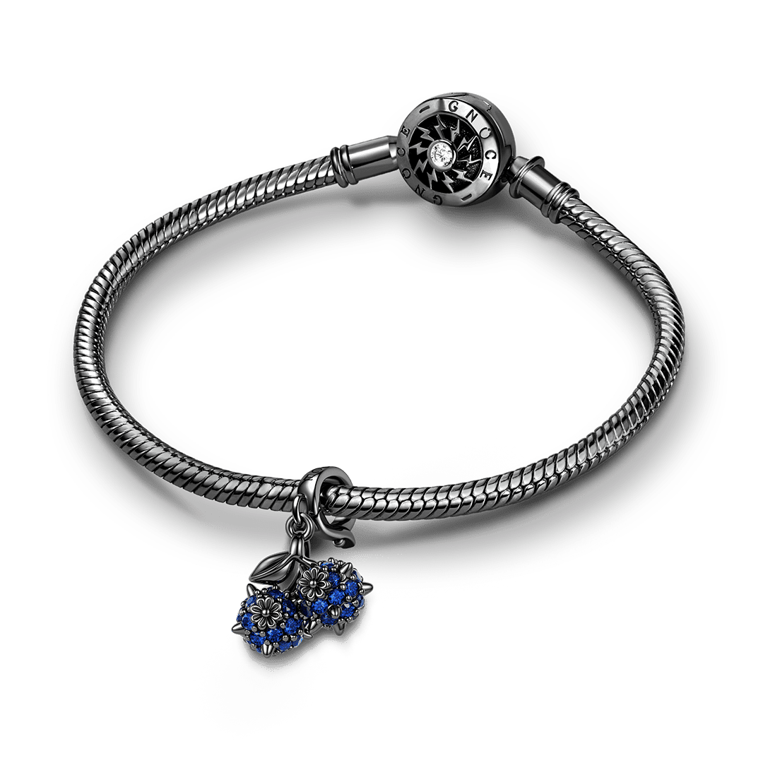 Gnoce Halloween Punk Blueberry Clasp Dangle Charm Platinum-plated Silver Blend_3