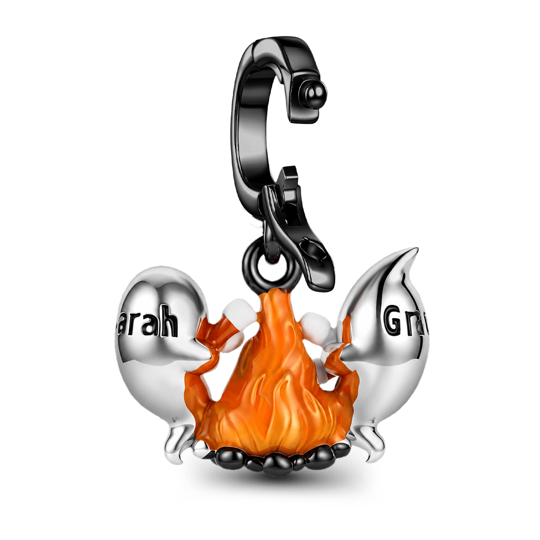 Gnoce Glow-in-the-dark Halloween Ghost Marshmallow Engravable Dangle Charm Platinum-plated Silver Blend_7