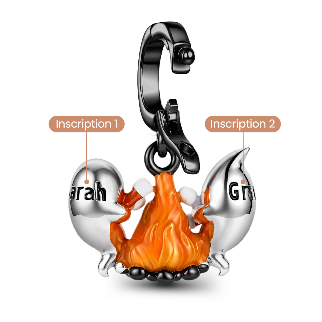 Gnoce Glow-in-the-dark Halloween Ghost Marshmallow Engravable Dangle Charm Platinum-plated Silver Blend_6