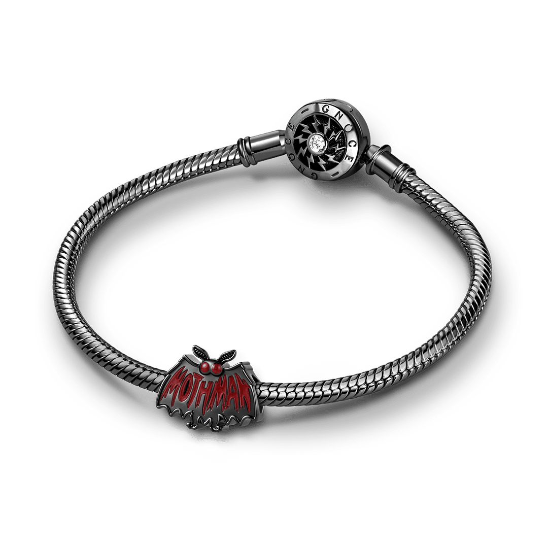 Gnoce Glow-in-the-dark Halloween Mothman Engravable Bead Charm Platinum-plated Silver Blend_4