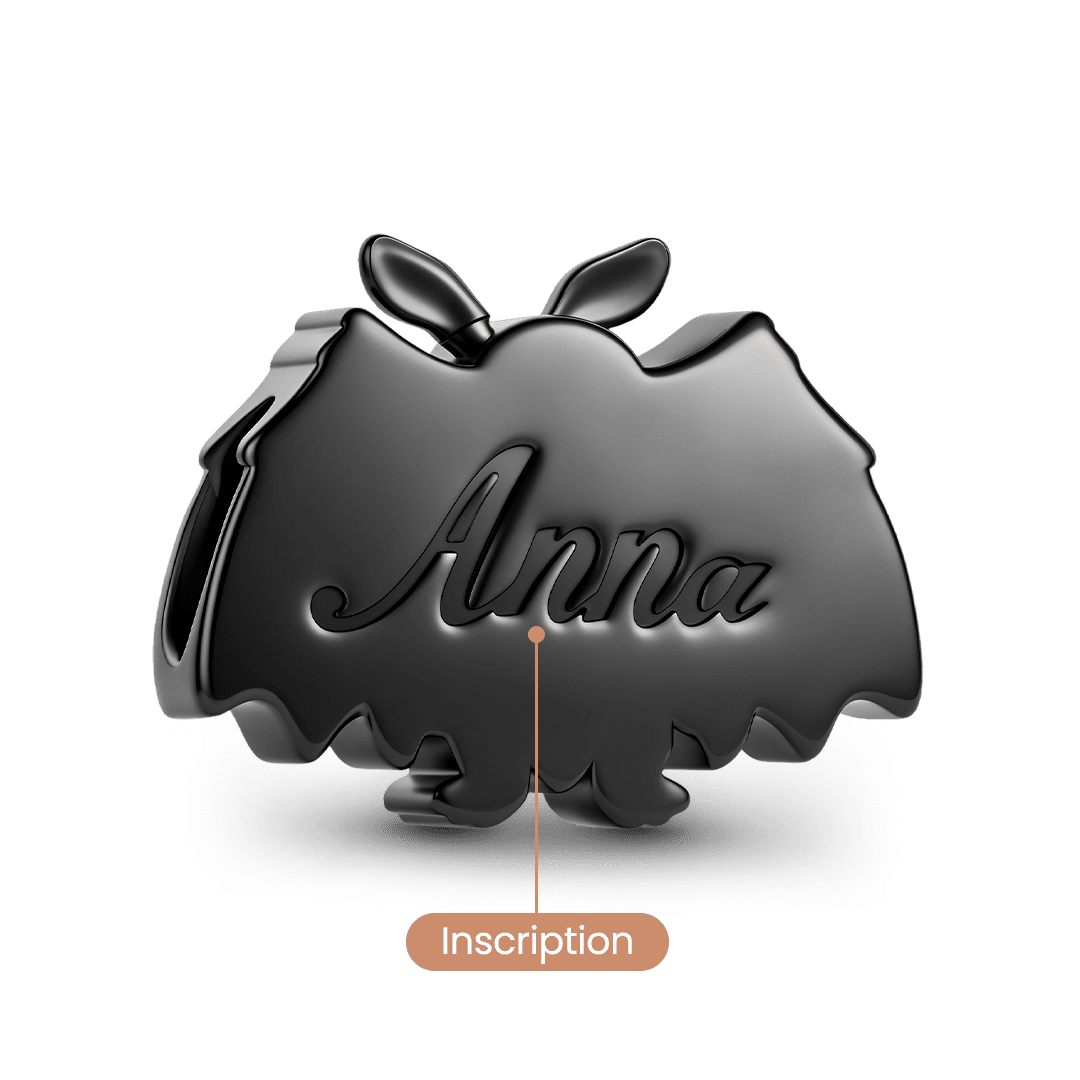 Gnoce Glow-in-the-dark Halloween Mothman Engravable Bead Charm Platinum-plated Silver Blend_6