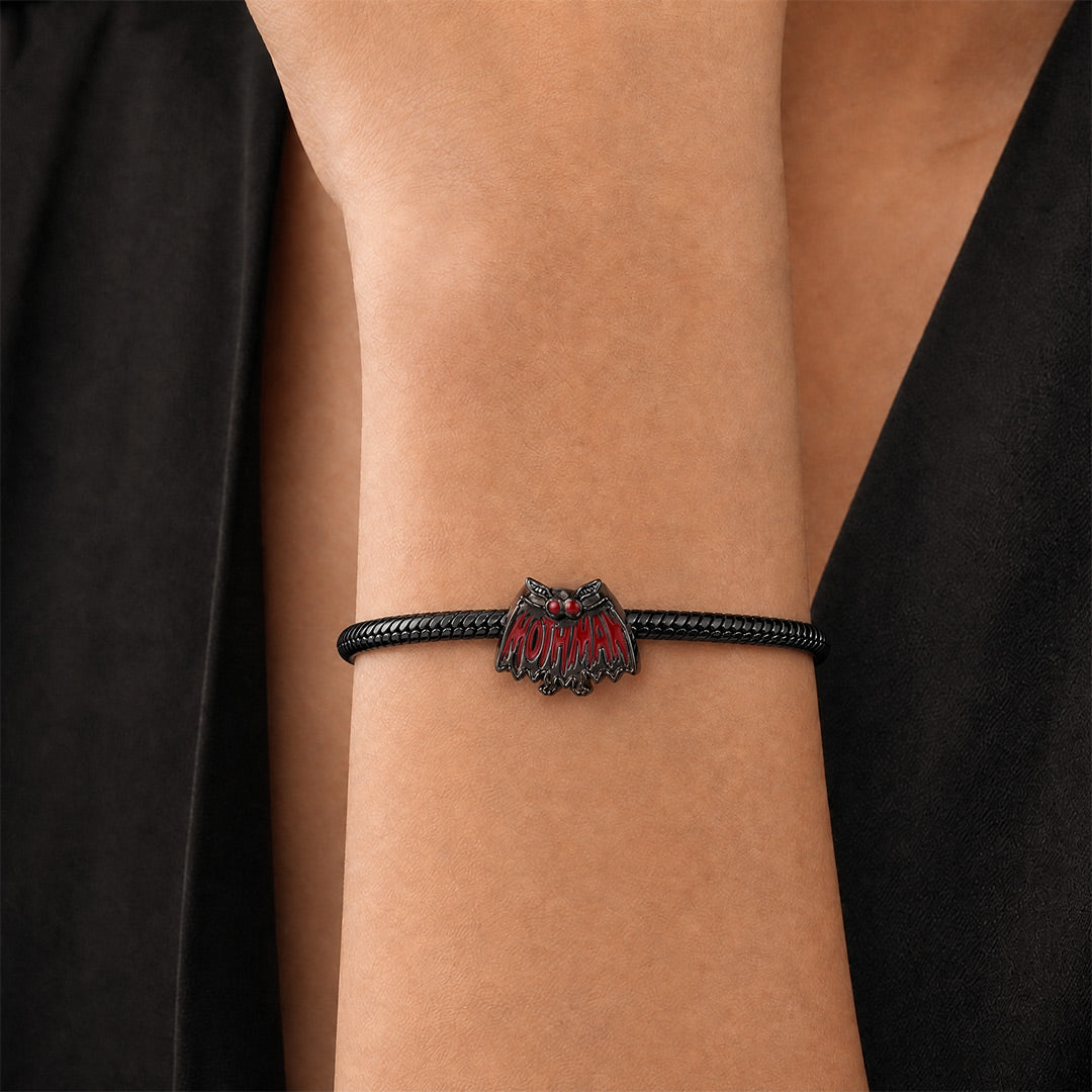 Gnoce Glow-in-the-dark Halloween Mothman Engravable Bead Charm Platinum-plated Silver Blend_3