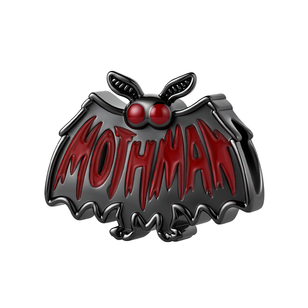 Gnoce Glow-in-the-dark Halloween Mothman Engravable Bead Charm Platinum-plated Silver Blend_1