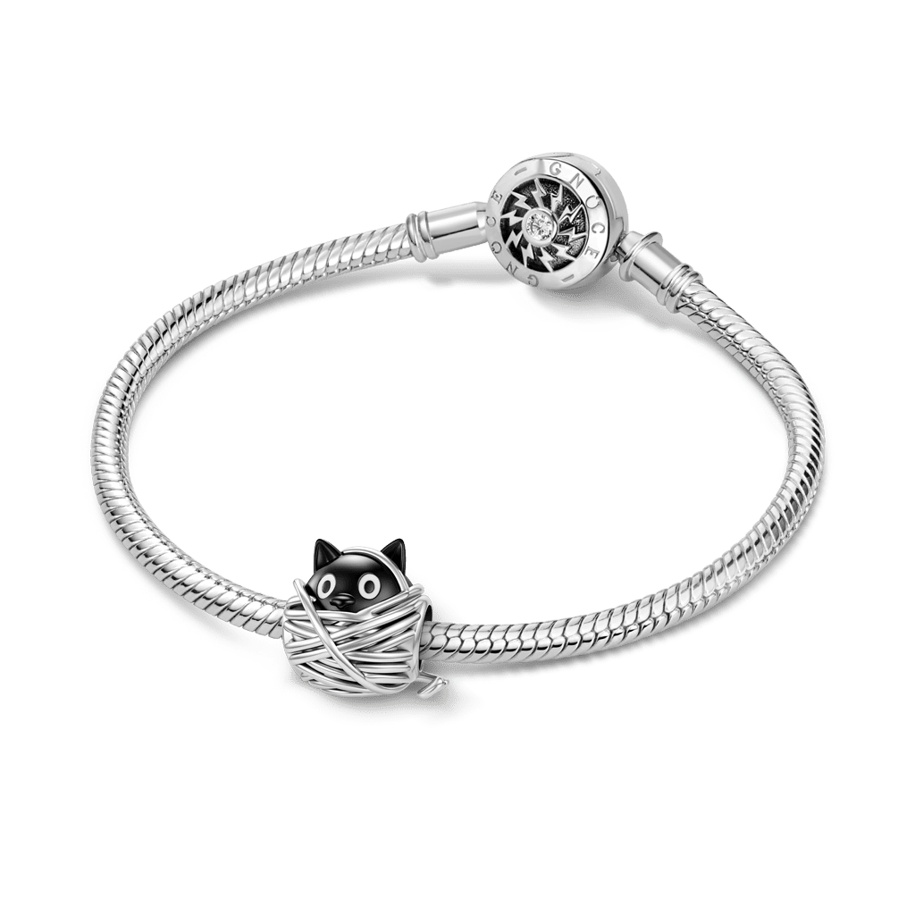 Gnoce Yarn Ball Cat Bead Charm Platinum-plated Silver Blend_3