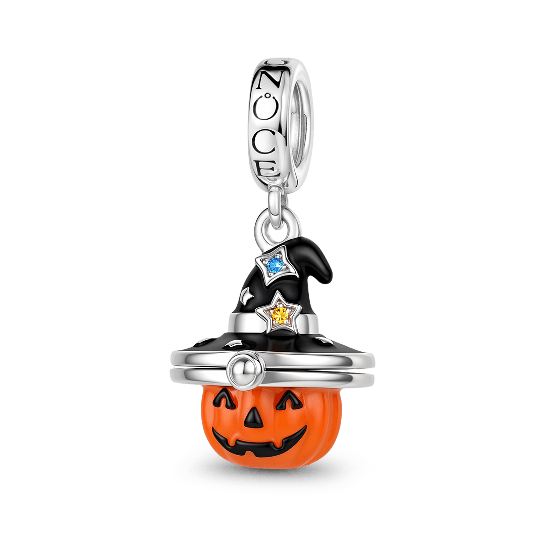 Gnoce Glow-in-the-dark Halloween Magic Pumpkin Engravable Locket Stopper Charm Platinum-plated Silver Blend_1
