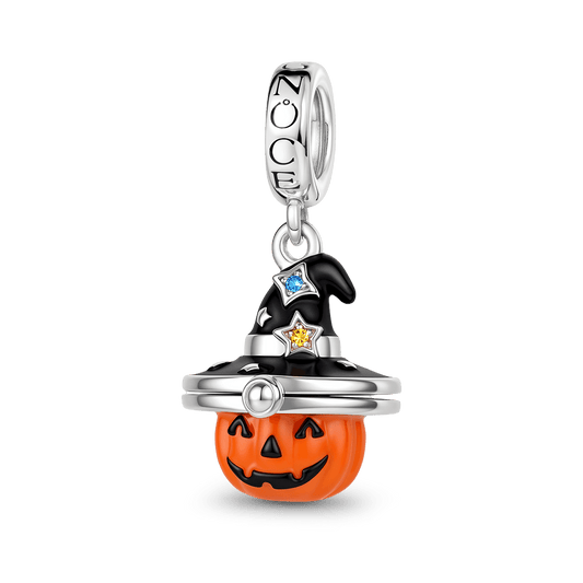 Gnoce Glow-in-the-dark Halloween Magic Pumpkin Engravable Locket Stopper Charm Platinum-plated Silver Blend_1