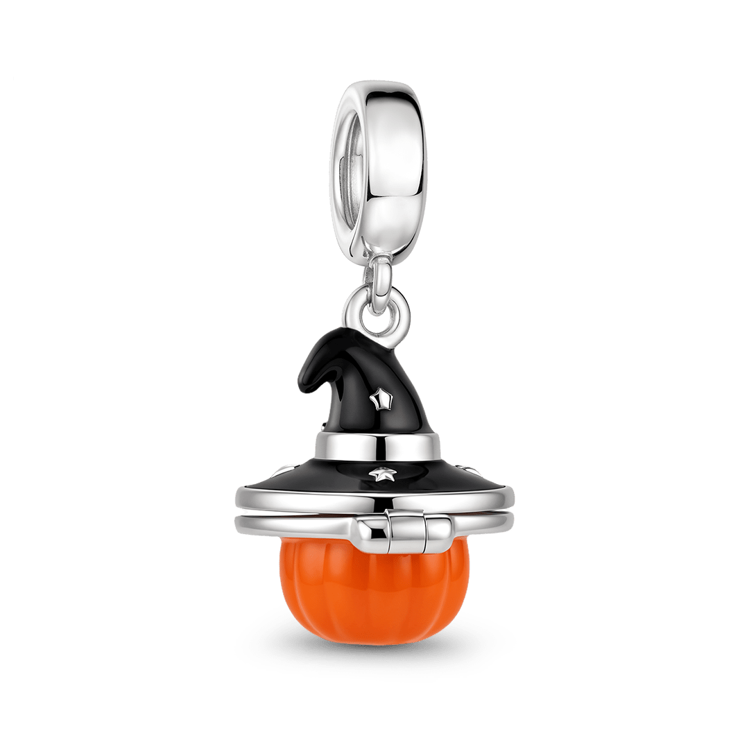 Gnoce Glow-in-the-dark Halloween Magic Pumpkin Engravable Locket Stopper Charm Platinum-plated Silver Blend_6