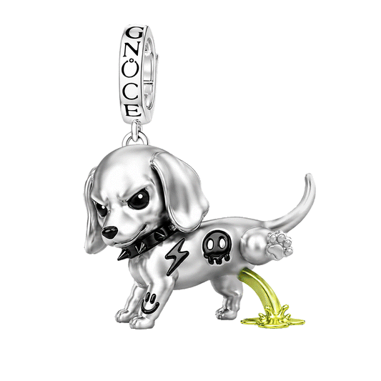 Gnoce Punk Glow‑in‑the‑dark Protective Dog Rebel Clasp Dangle Charm Platinum‑plated Silver Blend_1