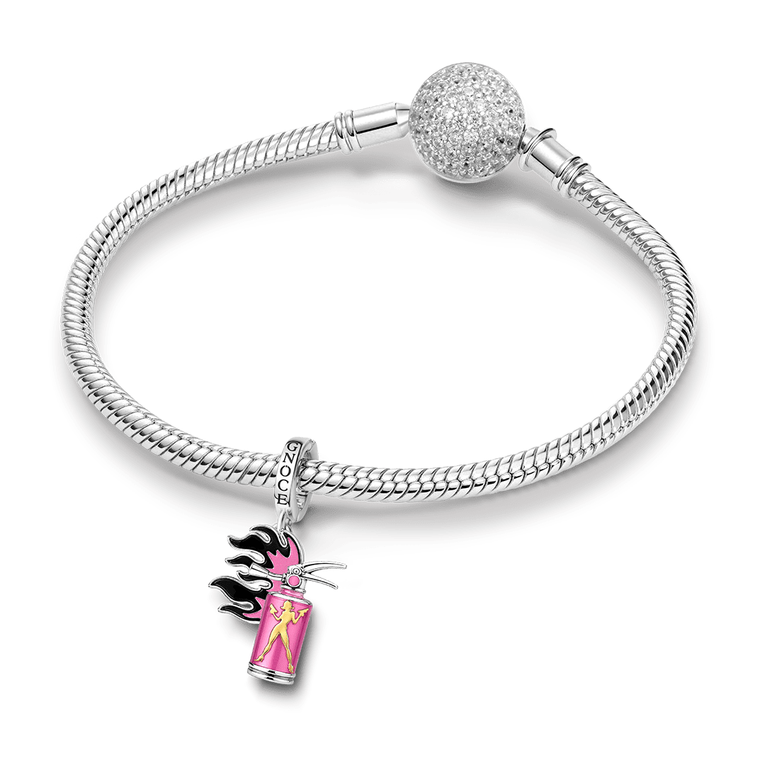 Gnoce Punk Hot Fire Extinguisher Clasp Dangle Charm Platinum-plated Silver Blend_3
