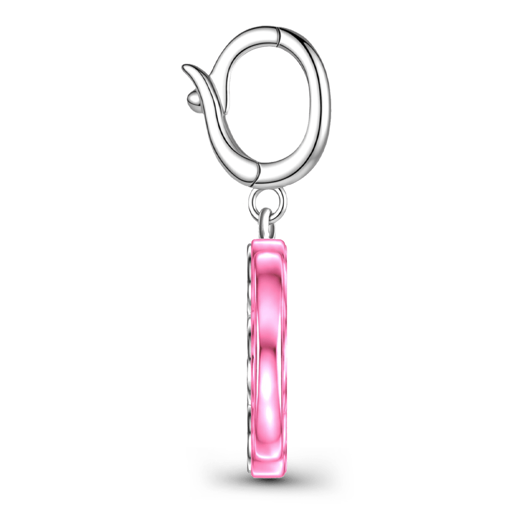 Gnoce Pink Punk Knuckle Duster Clasp Dangle Charm Platinum-plated Silver Blend_5
