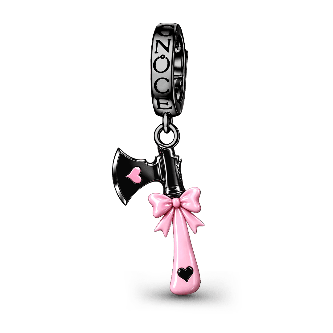 Gnoce Punk Pink Axe Clasp Dangle Charm Platinum-plated Silver Blend_1