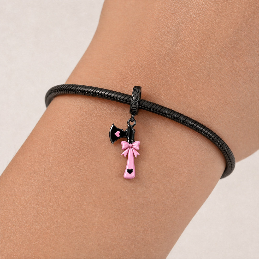 Gnoce Punk Pink Axe Clasp Dangle Charm Platinum-plated Silver Blend_2