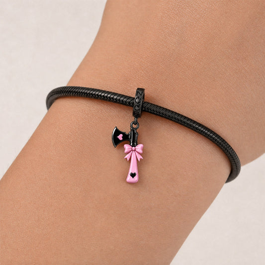 Gnoce Punk Pink Axe Clasp Dangle Charm Platinum-plated Silver Blend_2