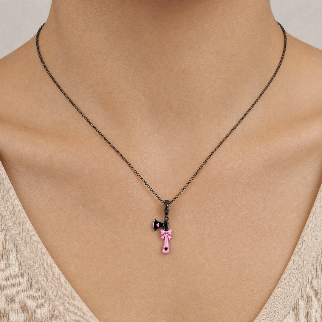 Gnoce Punk Pink Axe Clasp Dangle Charm Platinum-plated Silver Blend_5