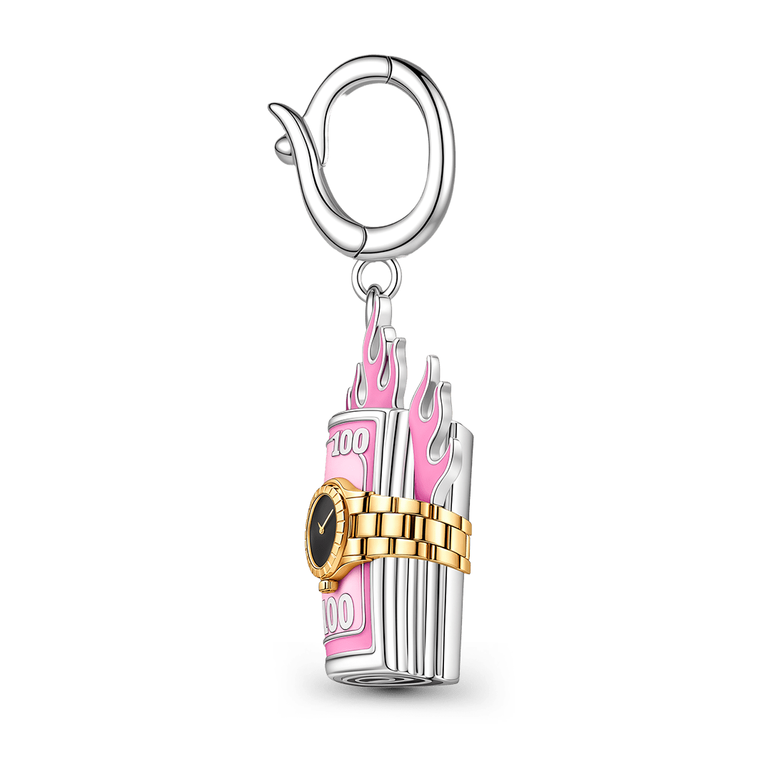 Gnoce Punk Dollar Roll Watch Clasp Dangle Charm Platinum-plated Silver Blend_5