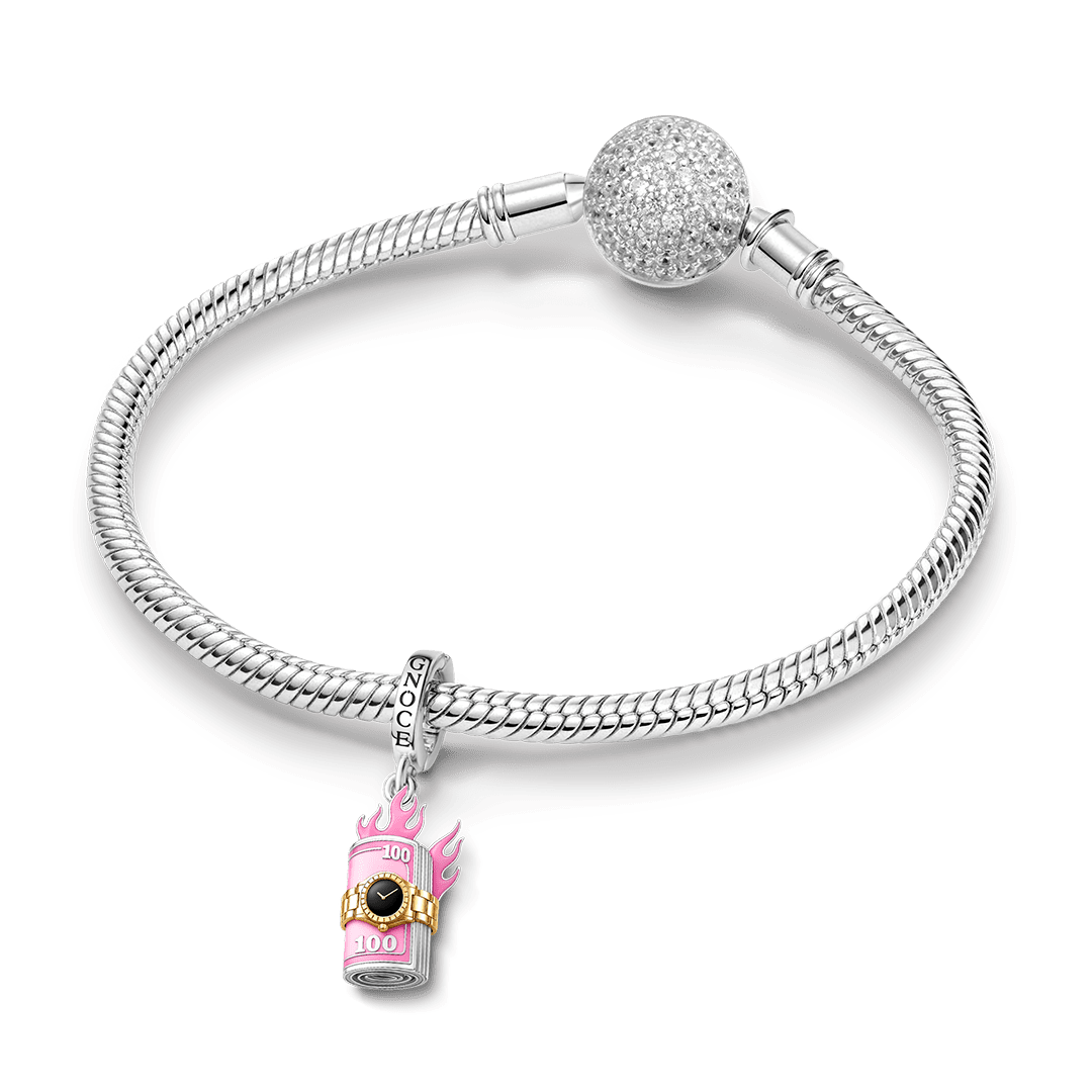 Gnoce Punk Dollar Roll Watch Clasp Dangle Charm Platinum-plated Silver Blend_3