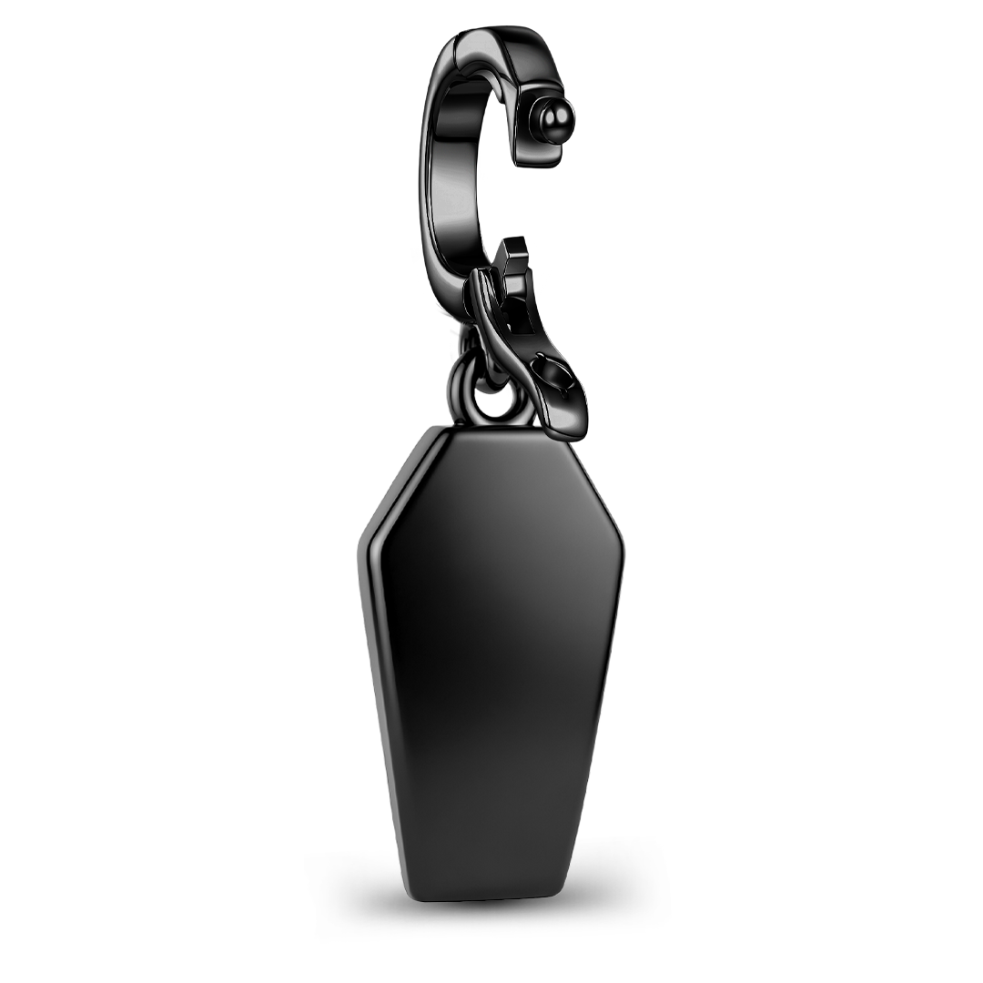 Gnoce Halloween Black Cat Coffin Dangle Charm Black Gold-plated Silver Blend_5