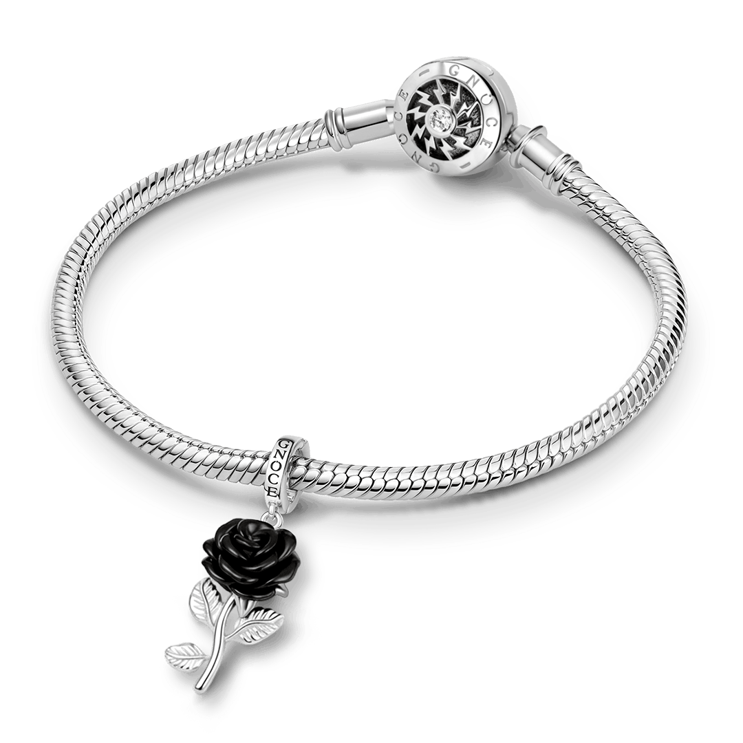 Gnoce Dark Style Rose Charm Platinum-plated Silver Blend_3